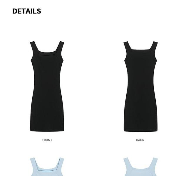 Sleeveless Square Neck Plain Mini Bodycon Dress Product Image