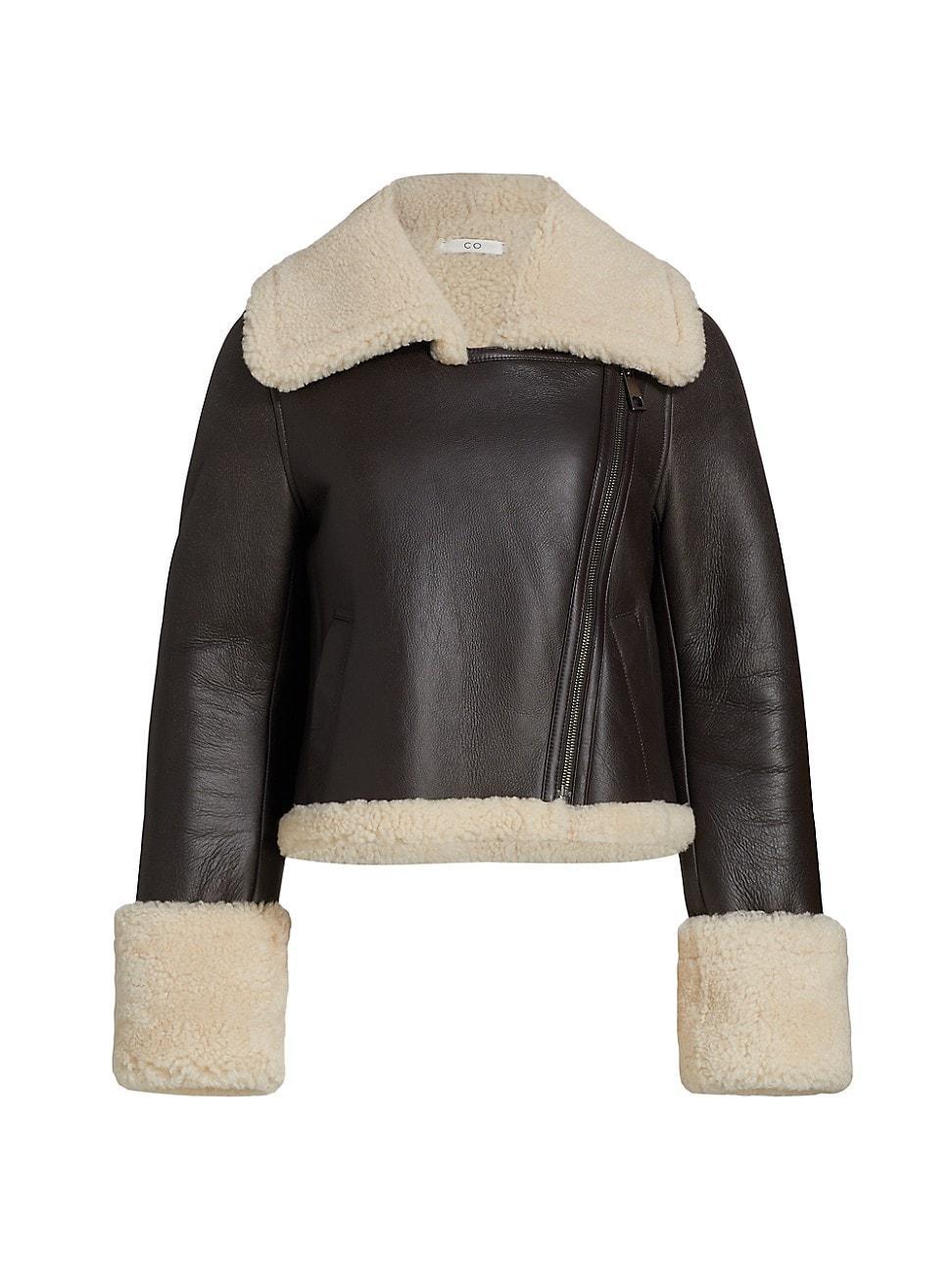 Womens Shearling Cropped Jacket Product Image