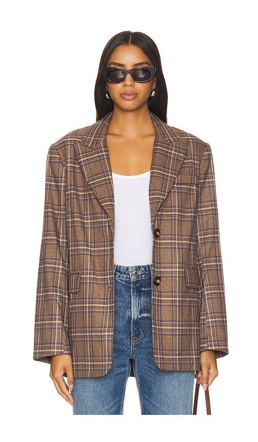 Lovers and Friends Leah Blazer in Brown Plaid Multi Product Image