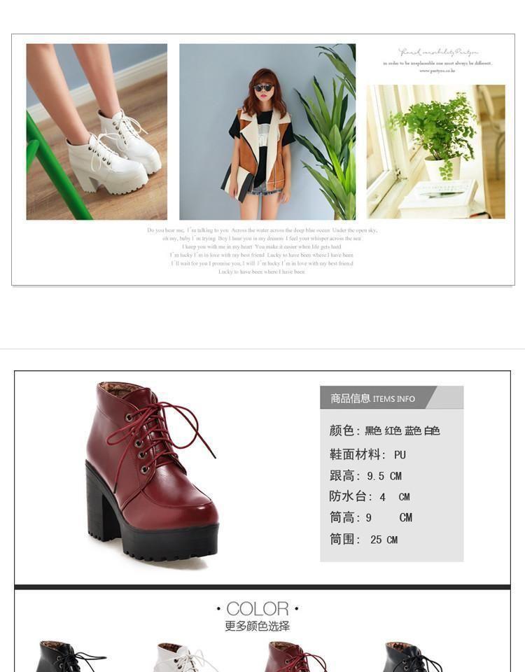 Faux Leather Block Heel Platform Ankle Boots product image