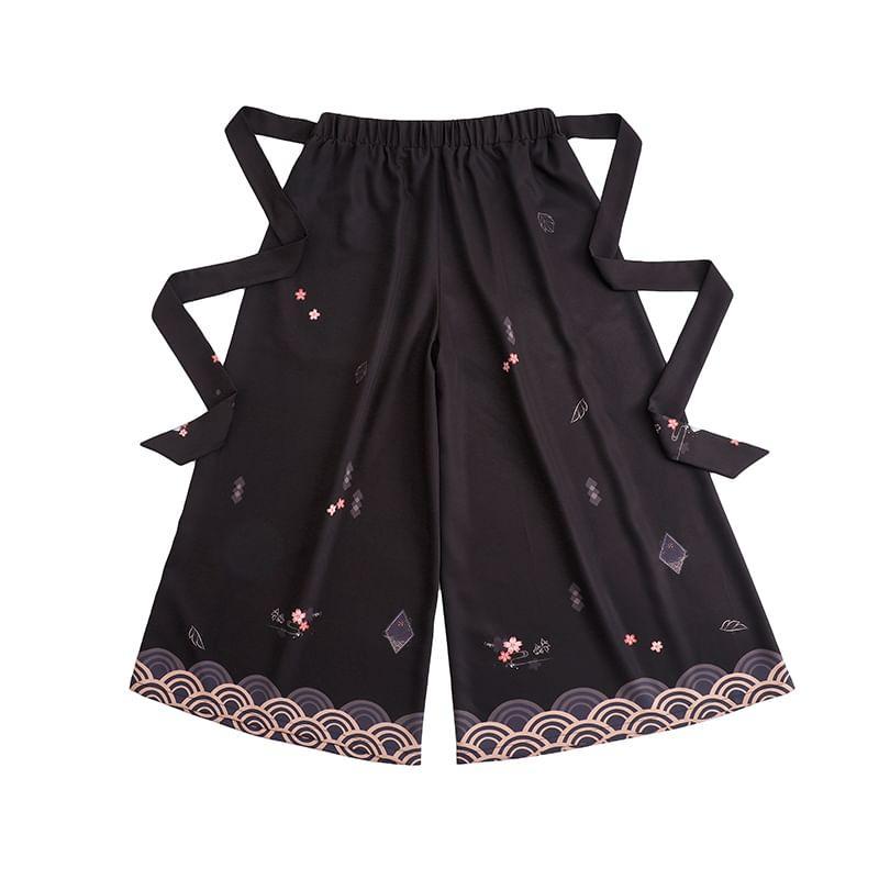 Elastic Waist Print Cropped Culottes / Bermuda Shorts Product Image