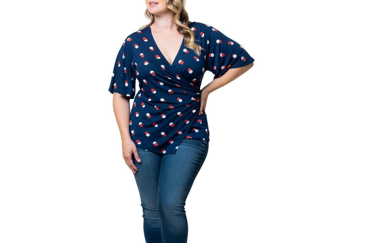 Kiyonna Womens Plus Size Stella Cinch Faux Wrap Top Product Image