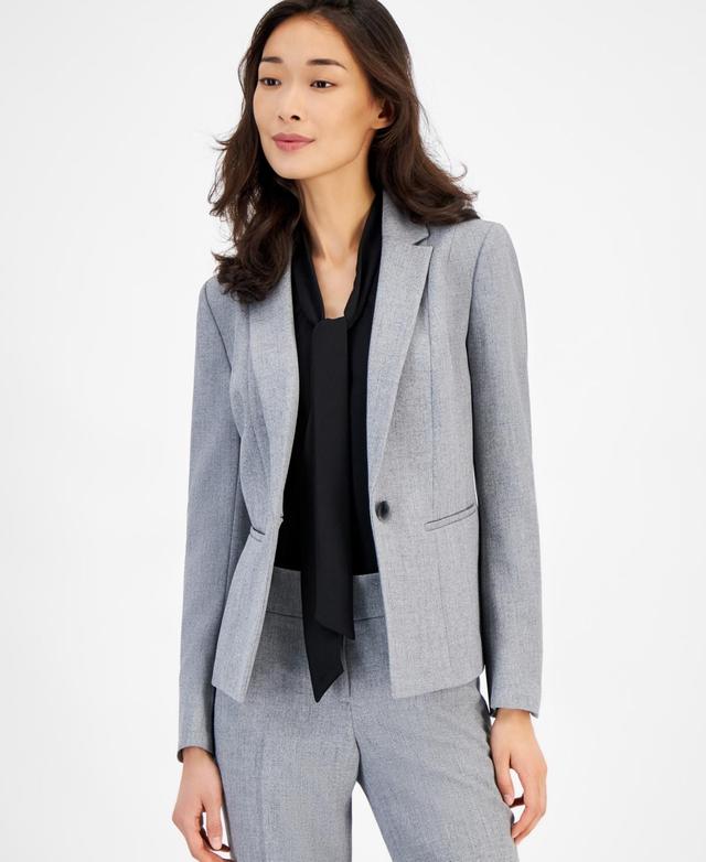 Kasper Womens Collared One-Button Blazer - Grey Product Image