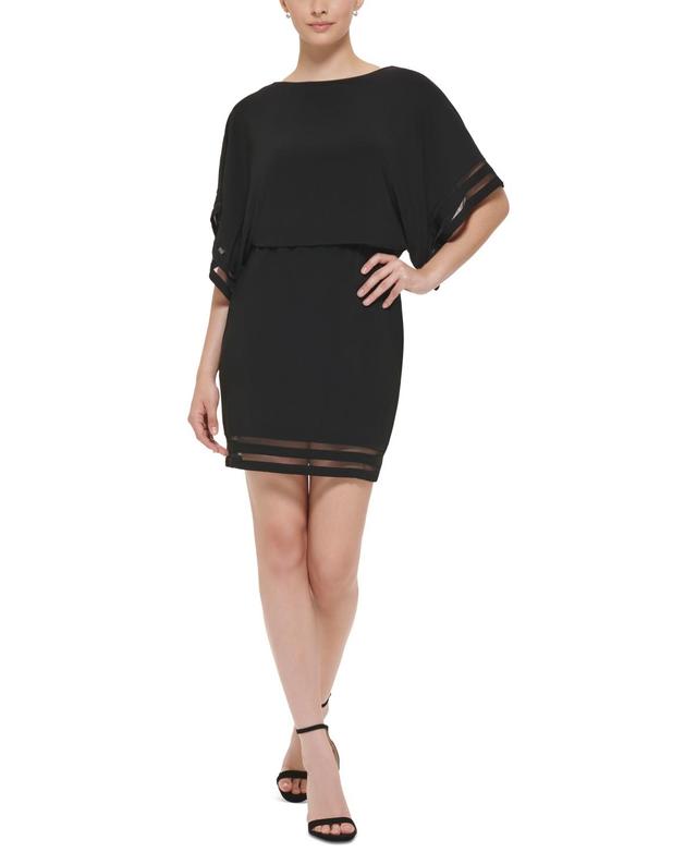 Jessica Howard Womens Boat-Neck Elbow-Sleeve Dress Product Image