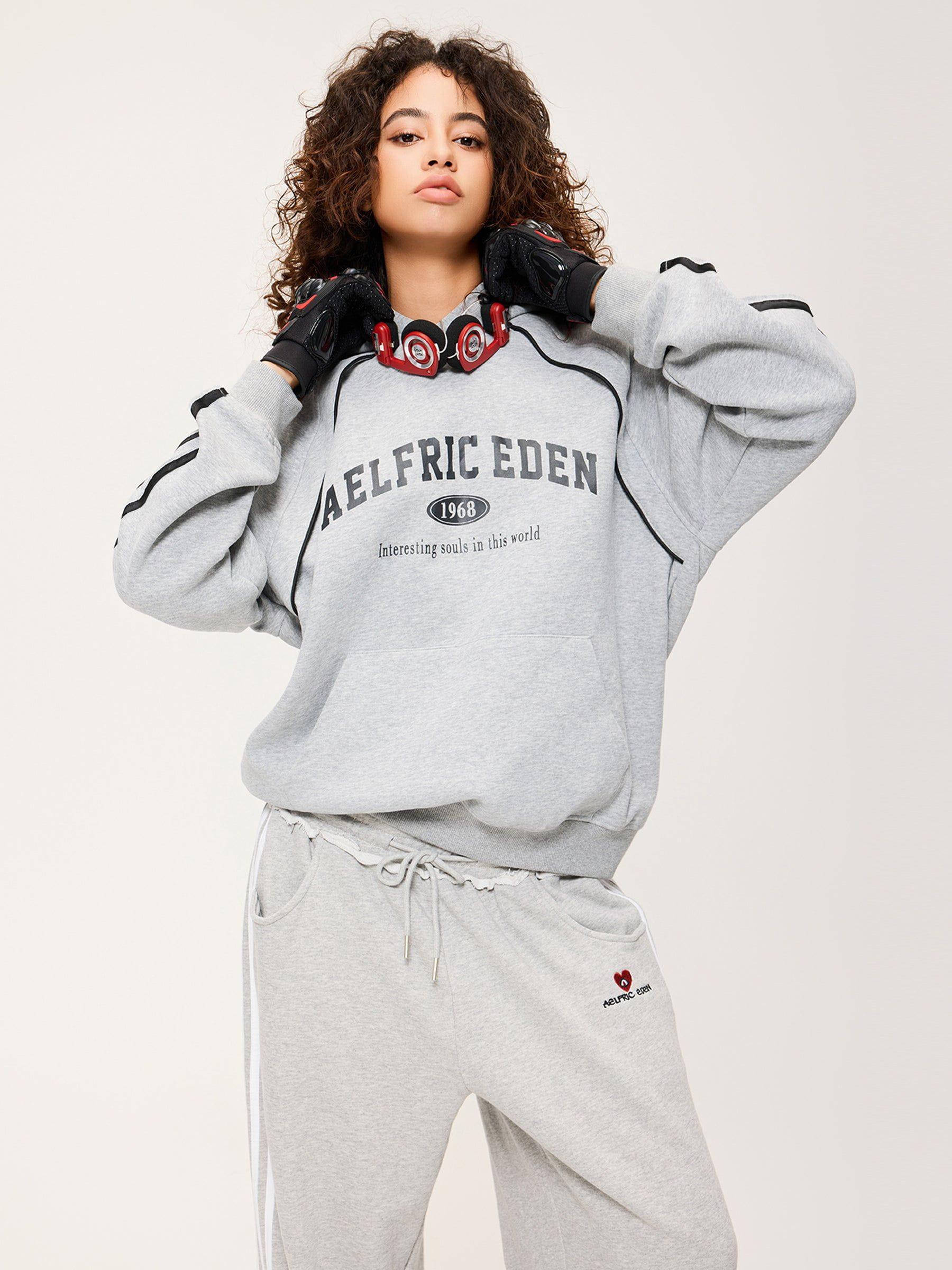 Aelfric Eden Retro Letter Print Hoodie Product Image