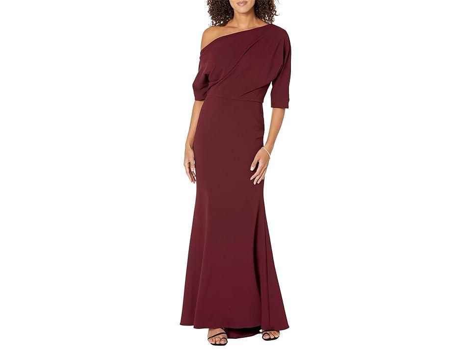 Betsy & Adam One-Shoulder Crepe Scuba Gown Product Image