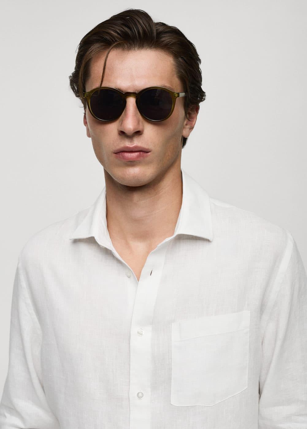 MANGO MAN - Classic fit 100% linen shirt whiteMen Product Image