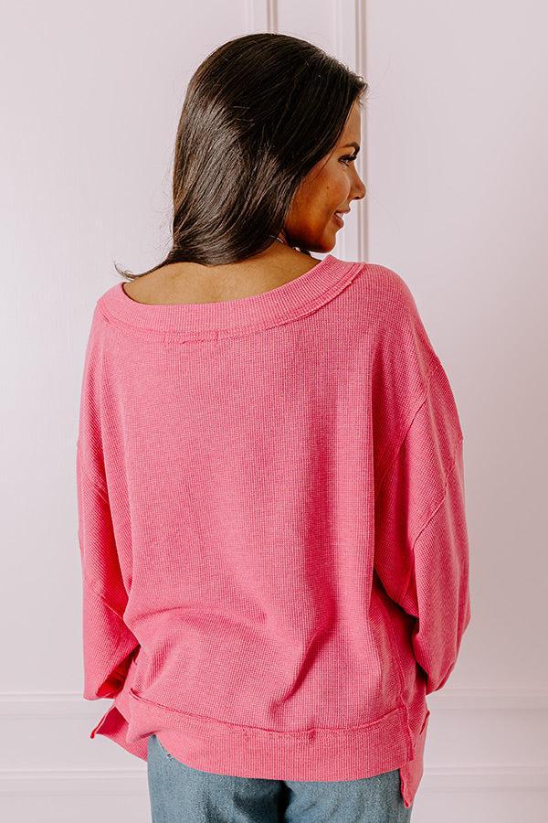 Springtime Sips Waffle Knit Top Product Image