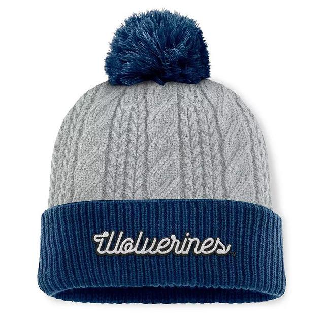 Womens Top of the World Gray/Navy Michigan Wolverines Becca Cuffed Knit Hat with Pom Product Image