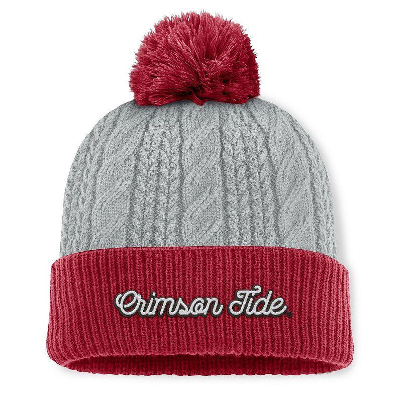 Womens Top of the World Gray/Crimson Alabama Crimson Tide Becca Cuffed Knit Hat with Pom Product Image