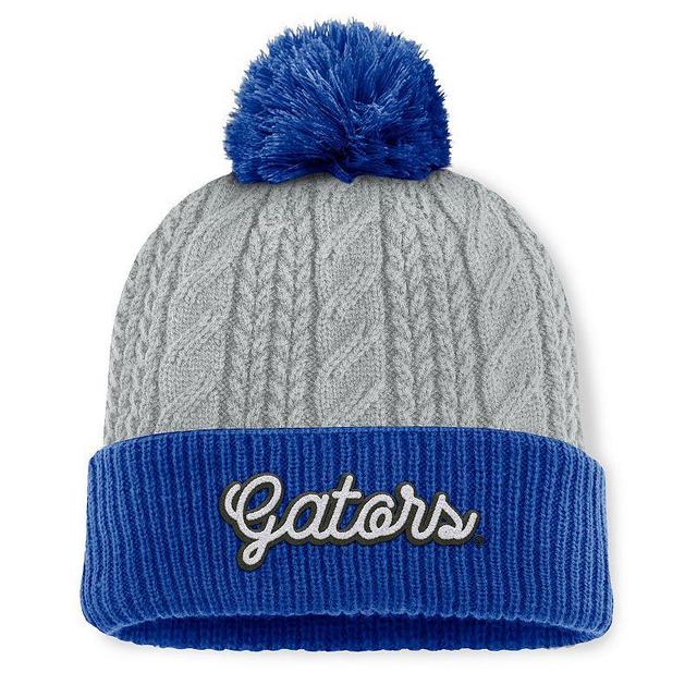 Womens Top of the World Gray/Royal Florida Gators Becca Cuffed Knit Hat with Pom Product Image