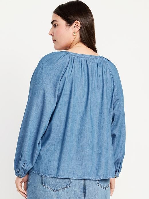 Split-Neck Button-Down Top Product Image