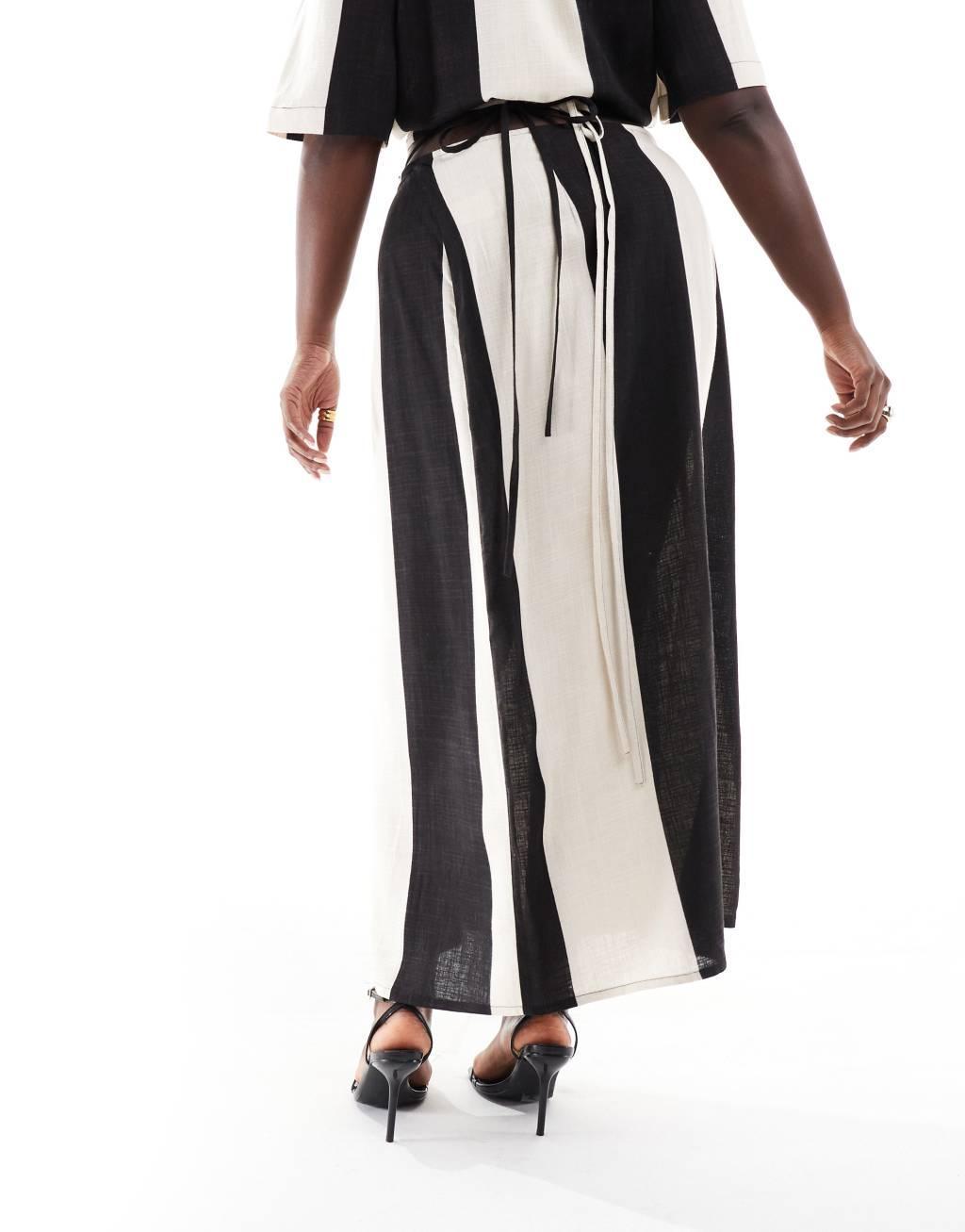 Pretty Lavish Curve contrast wrap midaxi skirt in black and white - part of a set Product Image