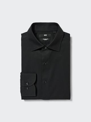 Mens Super Non-Iron Slim-Fit Shirt Semi-Wide Collar with Shape-Retaining Black Small UNIQLO US Product Image