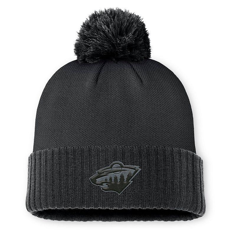 Mens Fanatics Minnesota Wild Authentic Pro Road Cuffed Knit Hat with Pom Product Image