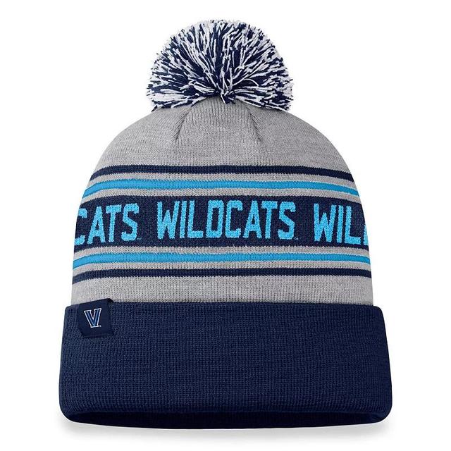 Mens Top of the World Heather Gray Navy Midshipmen Frigid Cuffed Knit Hat with Pom Product Image