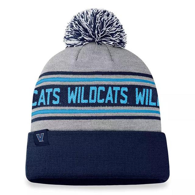 Mens Top of the World Heather Gray Navy Midshipmen Frigid Cuffed Knit Hat with Pom Product Image