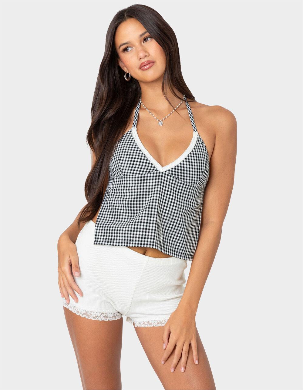 EDIKTED Charmaine Open Back Gingham Top Product Image