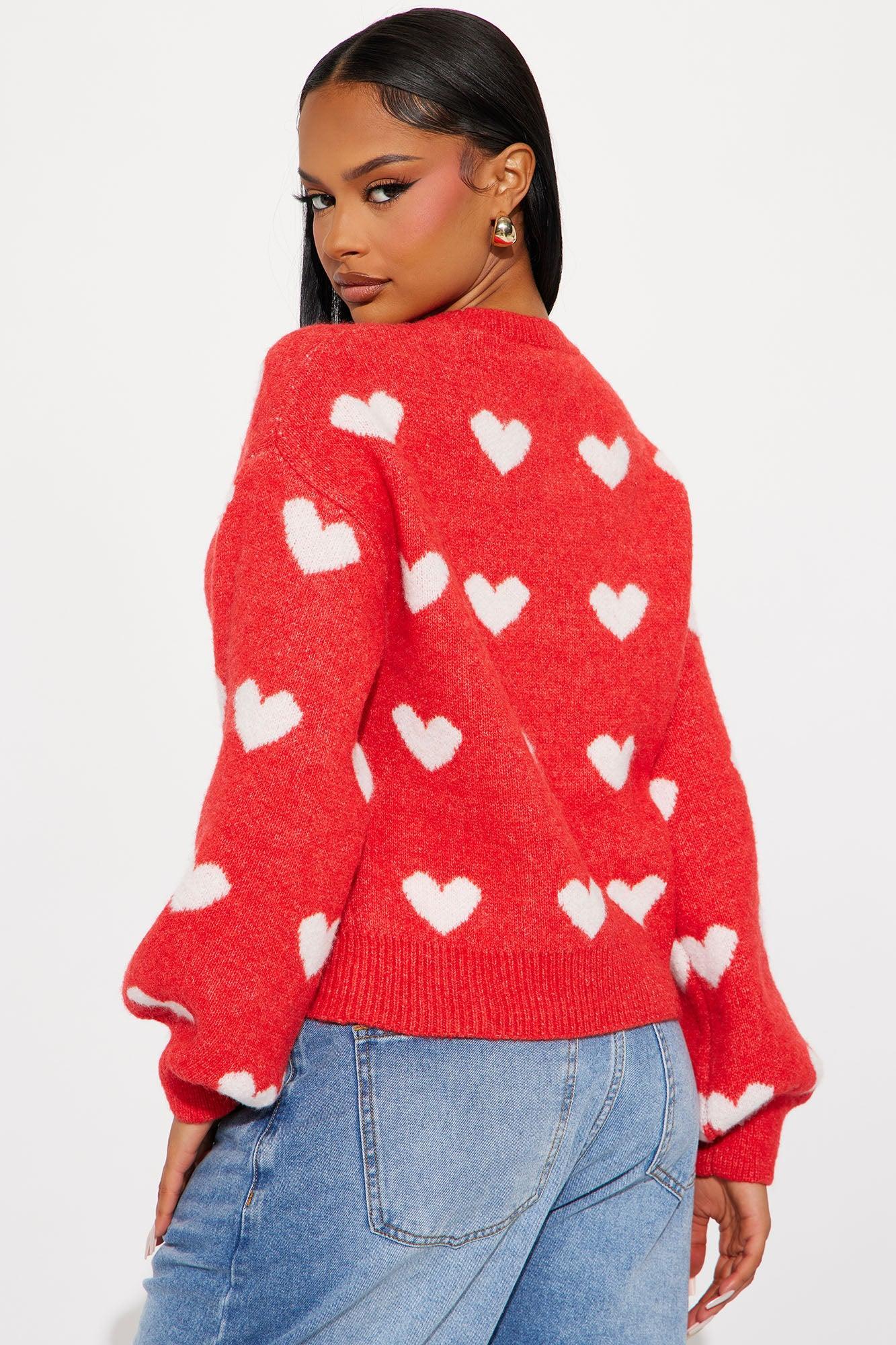 Full Of Love Heart Sweater - Red/combo Product Image