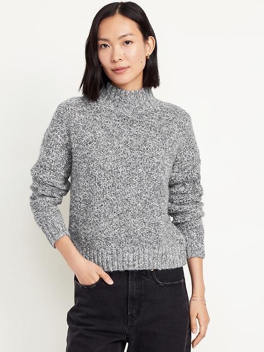 Mock-Neck Crop Sweater Product Image