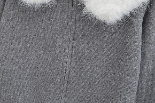 Hood Fluffy Trim Zip Cardigan Product Image