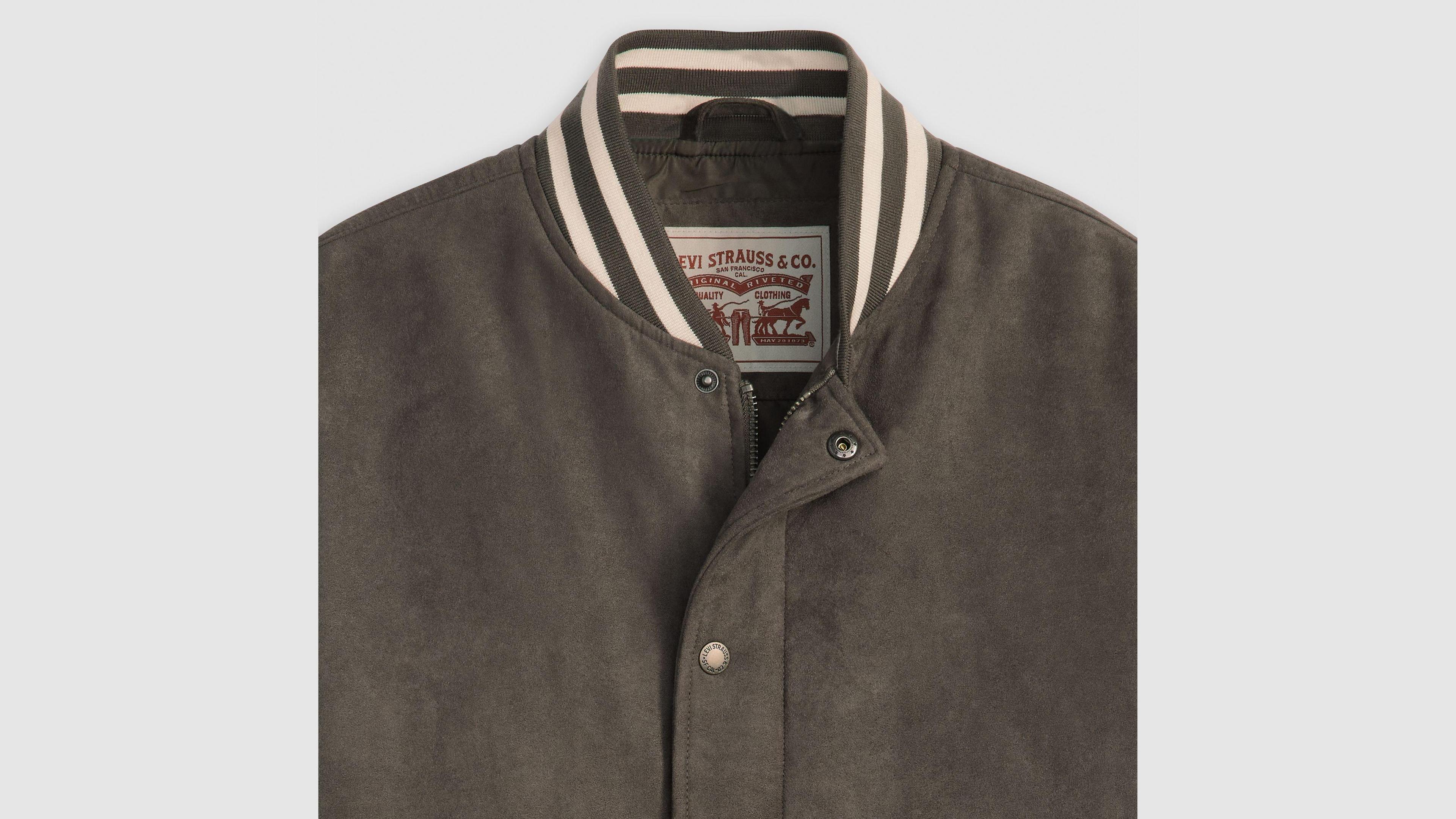 Faux Suede Varsity Jacket Product Image