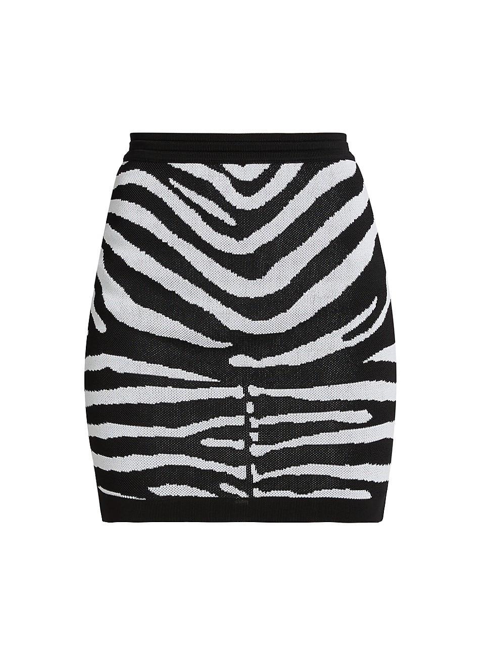 Womens Disney x Balmain: The Lion King Zebra Knit Jacquard Miniskirt Product Image