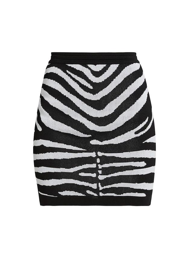 Womens Balmain x The Lion King Zebra Knit Jacquard Miniskirt Product Image