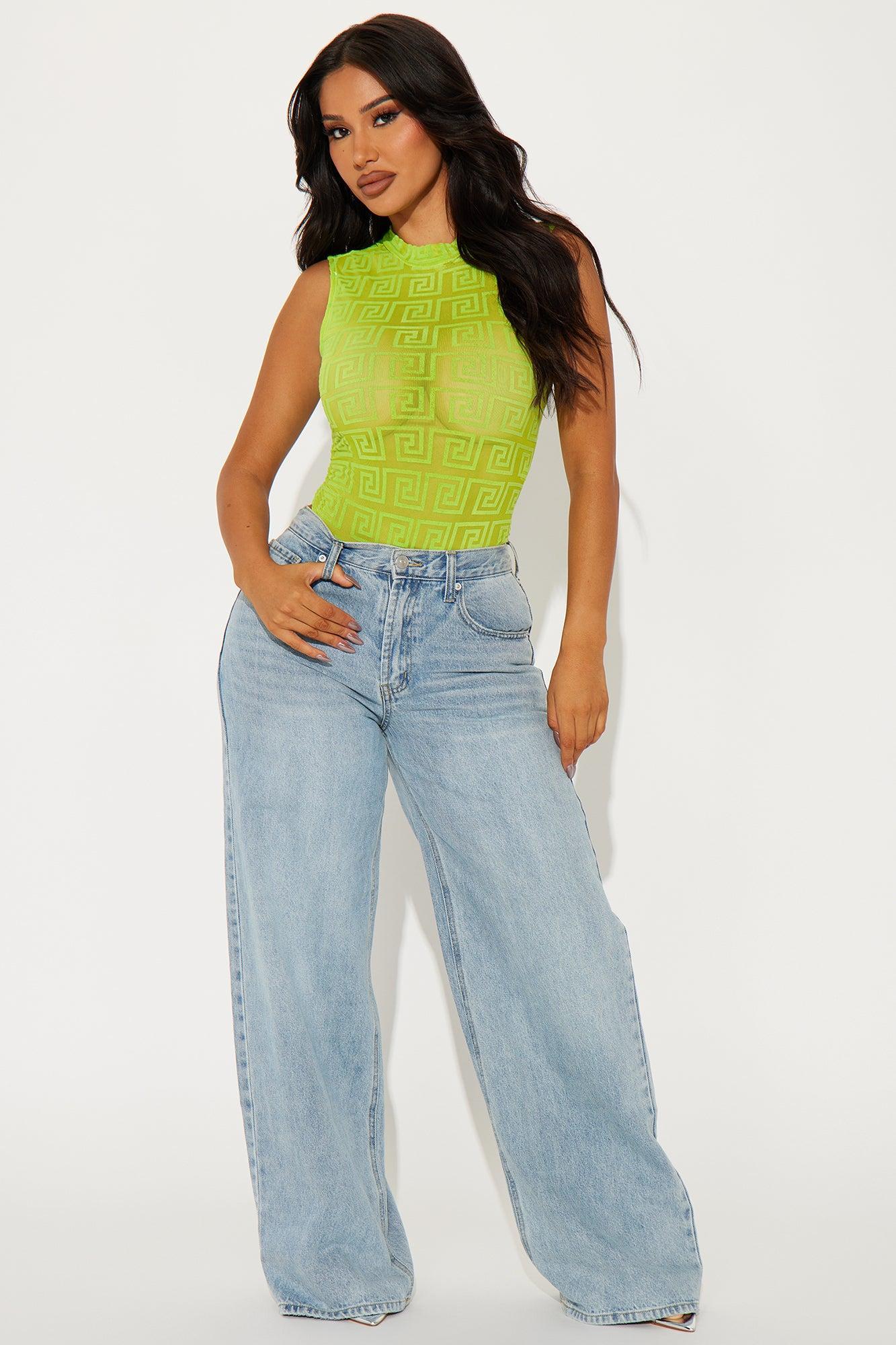 Staci Mock Neck Bodysuit - Lime Product Image