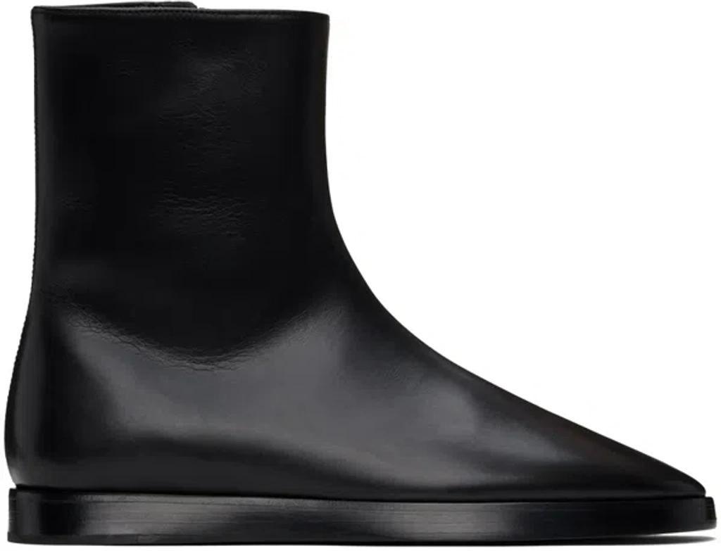 High Mule Ankle Boots In Black Leather Product Image