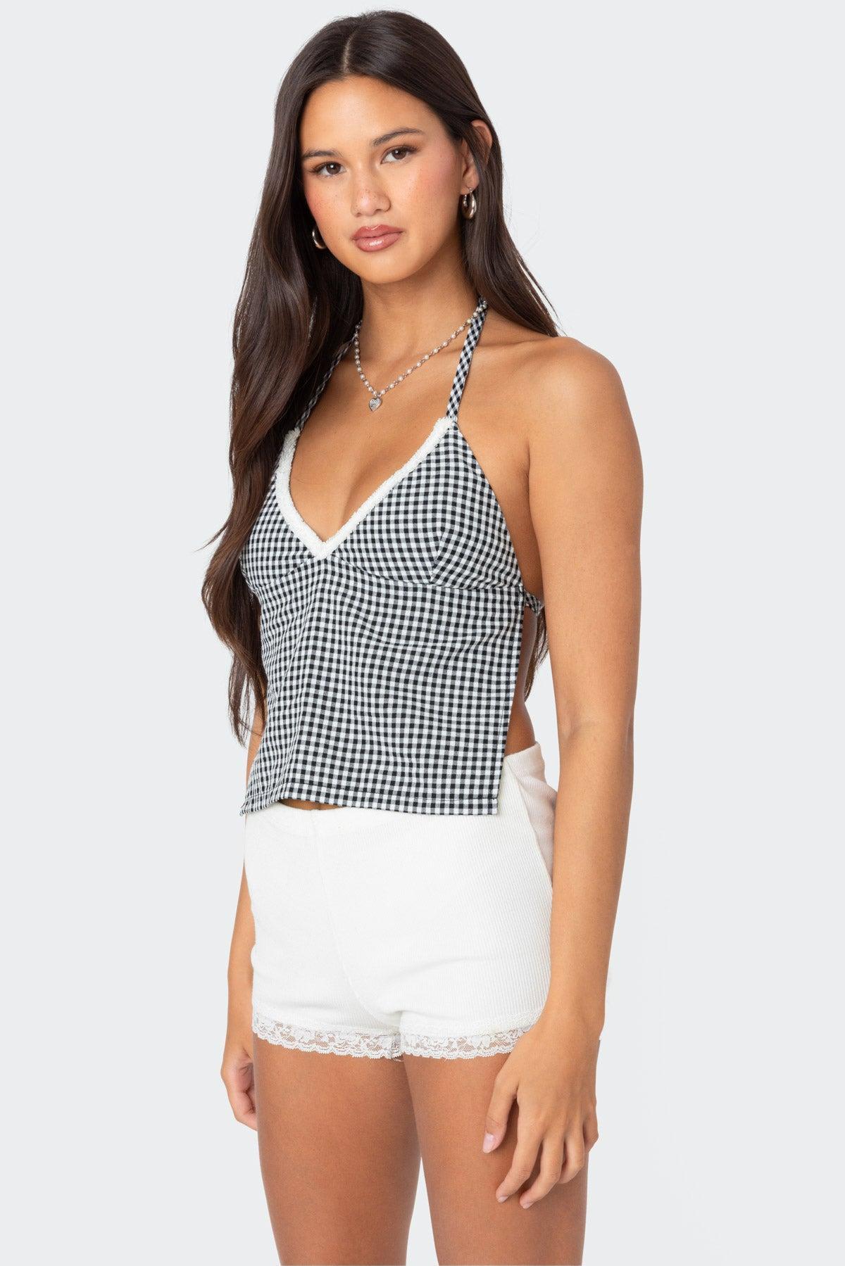 Charmaine Open Back Gingham Top Product Image