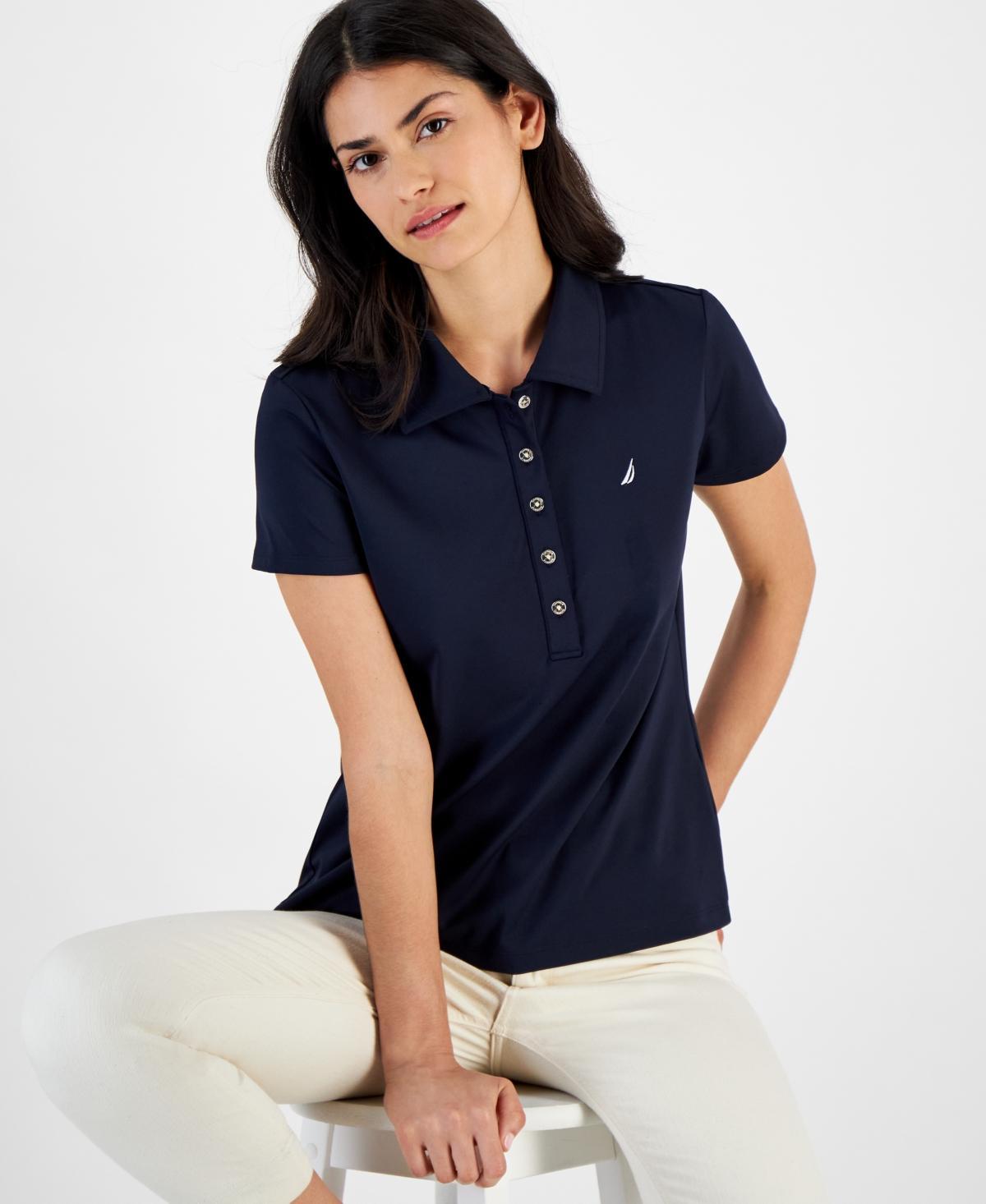 Nautica Jeans Womens Short-Sleeve Polo Shirt Product Image