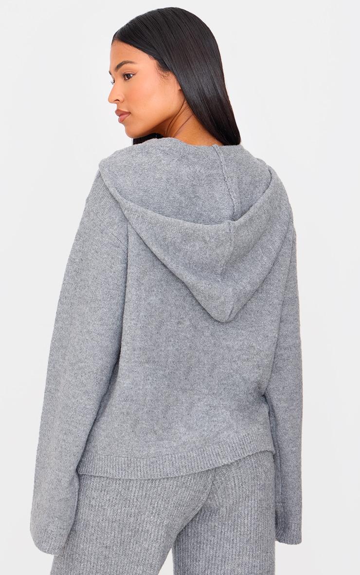 Tall Grey Knit Zip Up Hoodie Product Image