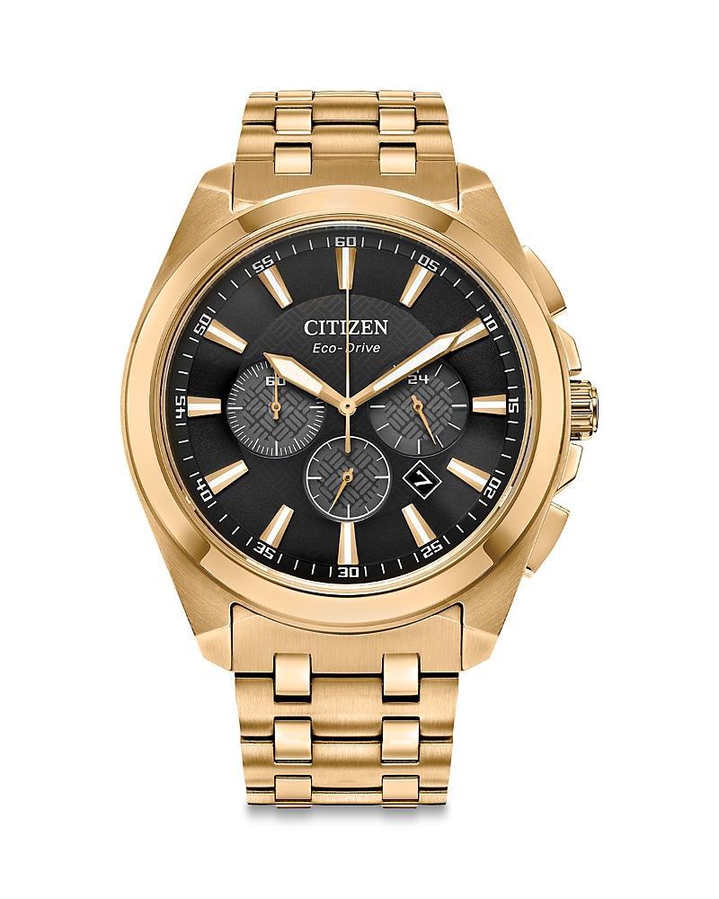 Men's Citizen Eco-DriveÂ® Classic Gold-Tone Chronograph Watch with Black Dial (Model: Ca4512-50E) Product Image