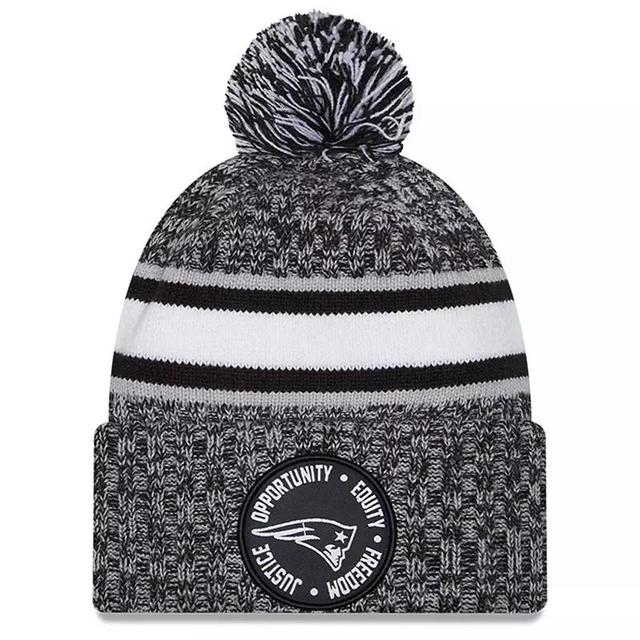 Mens New Era Heather Black New England Patriots 2023 Inspire Change Cuffed Knit Hat With Pom Product Image