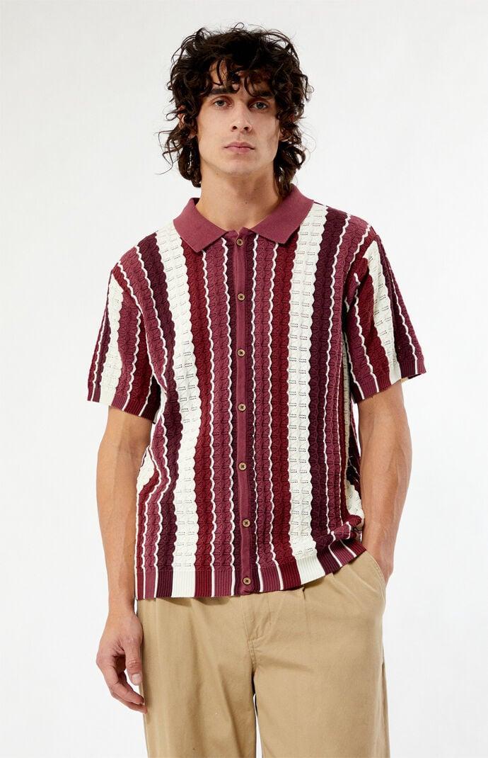 Men's Button Down Knit Polo Shirt - Product Image