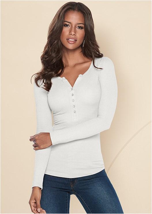 Ribbed Henley Top Product Image