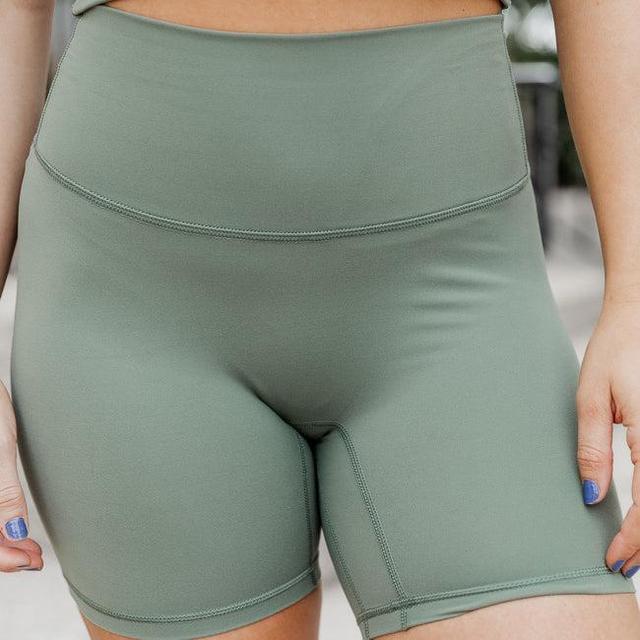 Pushing Forward Olive Biker Shorts FINAL SALE Product Image