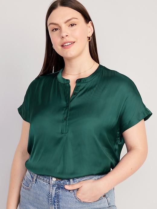 Dolman-Sleeve Satin Shirt Product Image