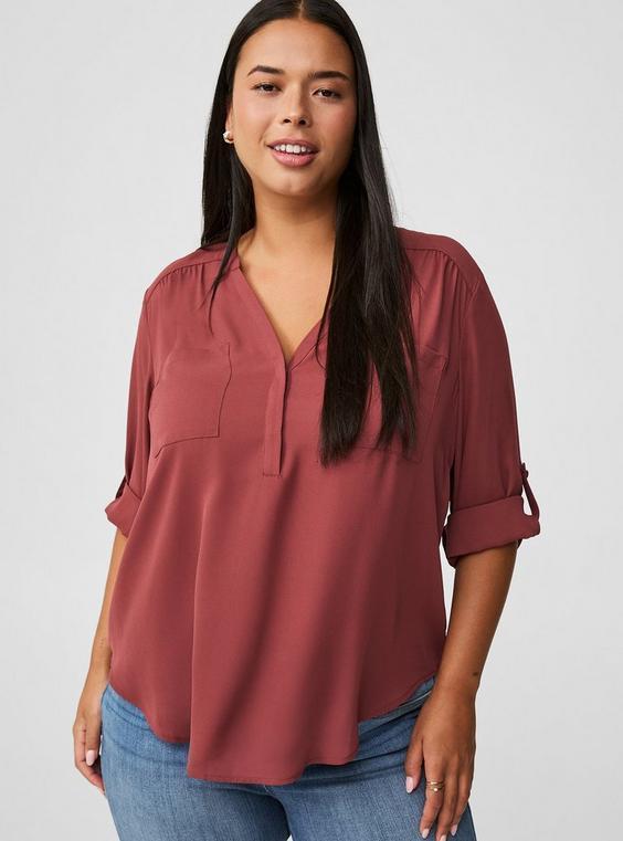 Harper Georgette Pullover 3/4 Sleeve Blouse Product Image