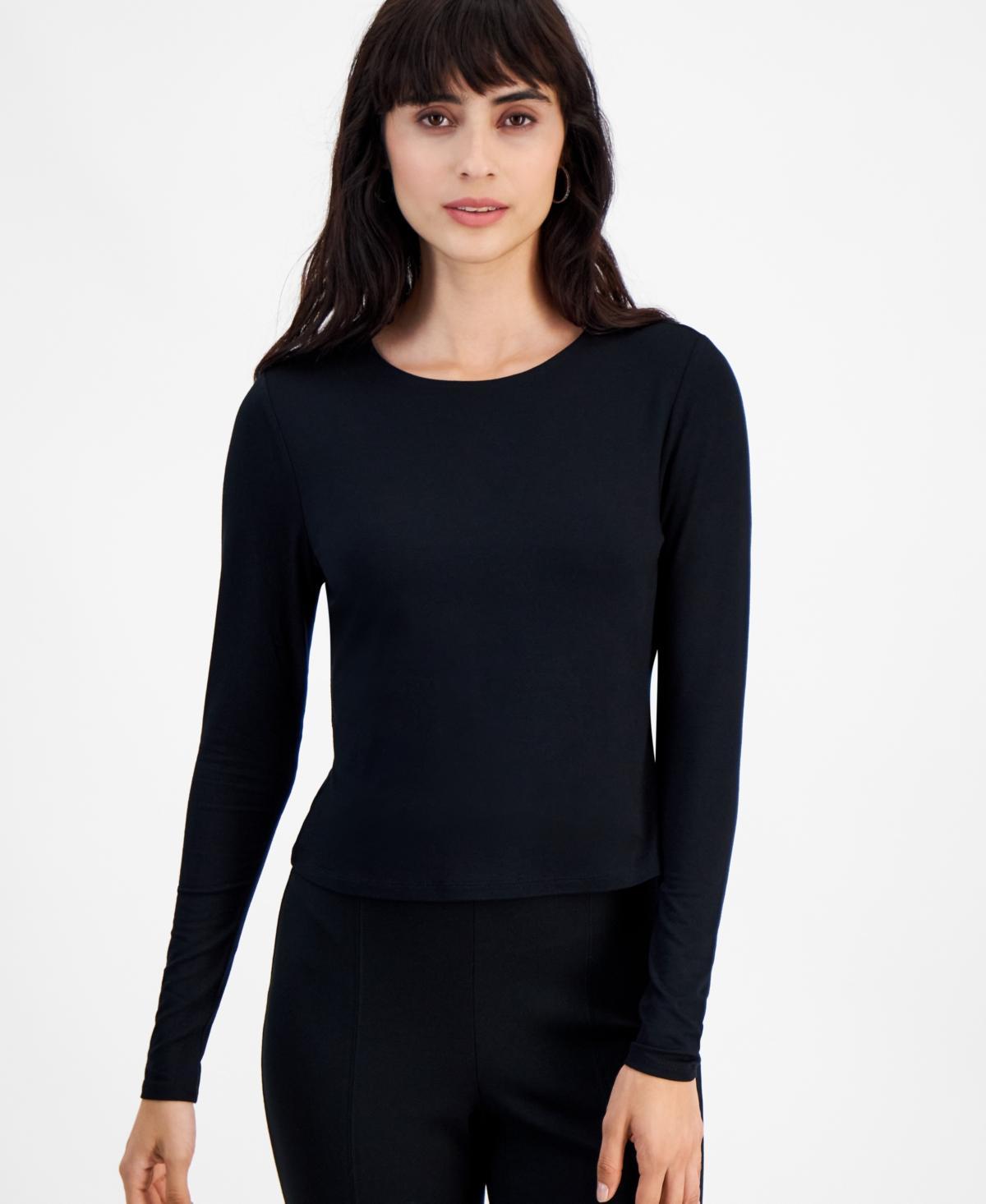 Women's Long-Sleeve Crewneck Jersey Top, Created for Macy's Product Image