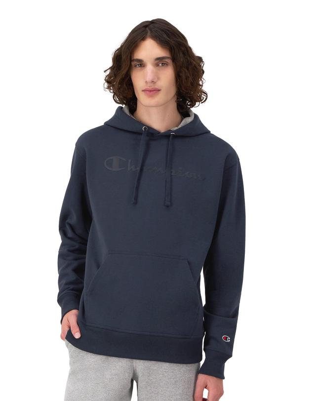 Mens Champion Powerblend Hoodie, Script Logo Black M Product Image