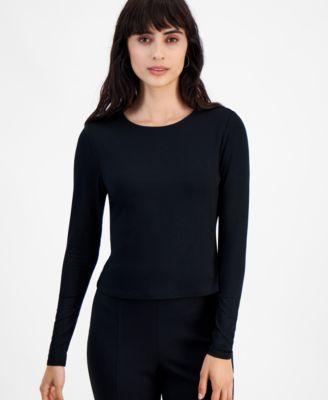 Women's Long-Sleeve Crewneck Jersey Top, Created for Macy's Product Image