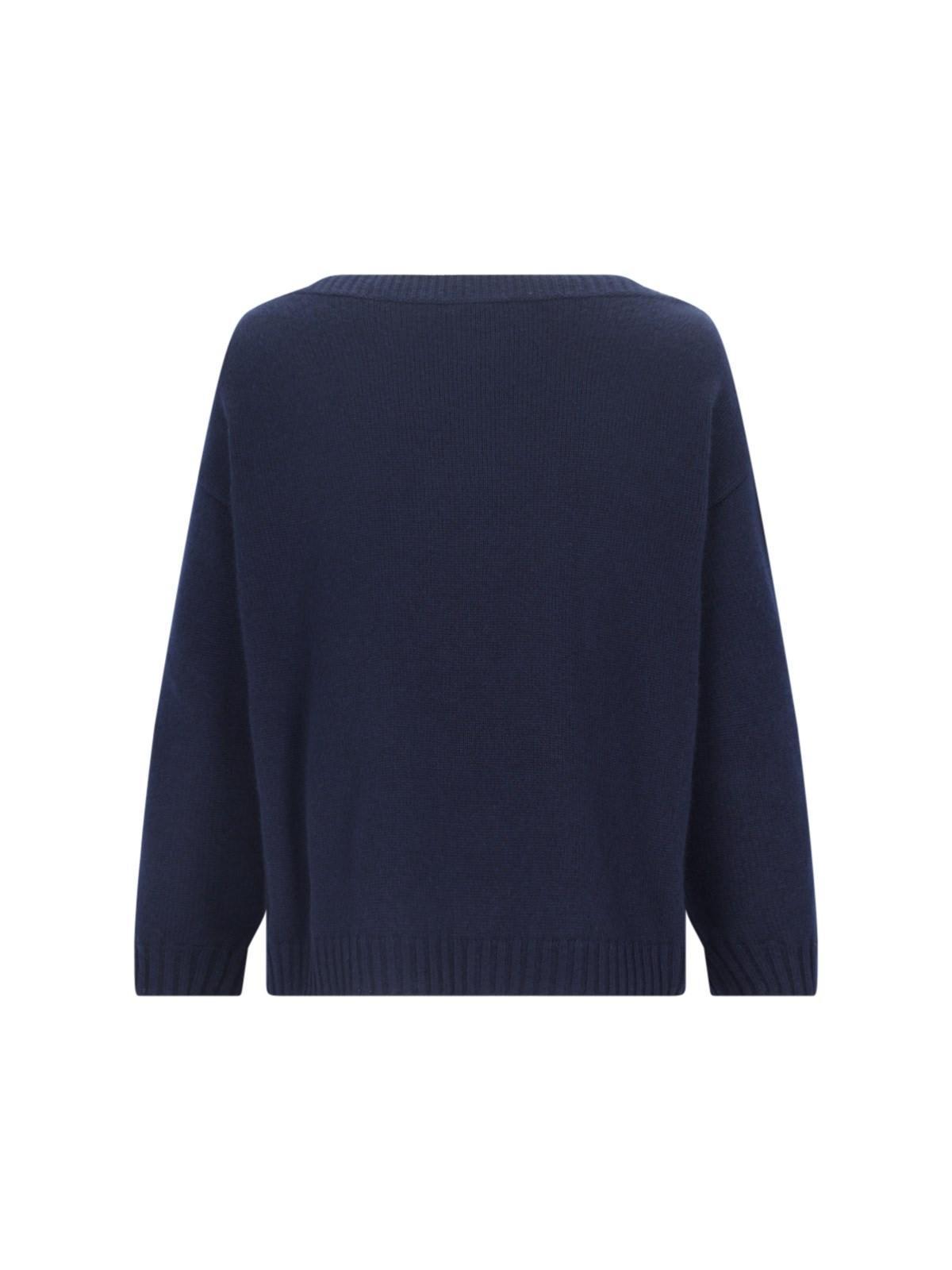 V Detail Logo Sweater In Blue Product Image