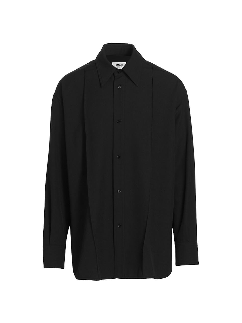 Mens Pleated Relaxed Button-Up Shirt product image