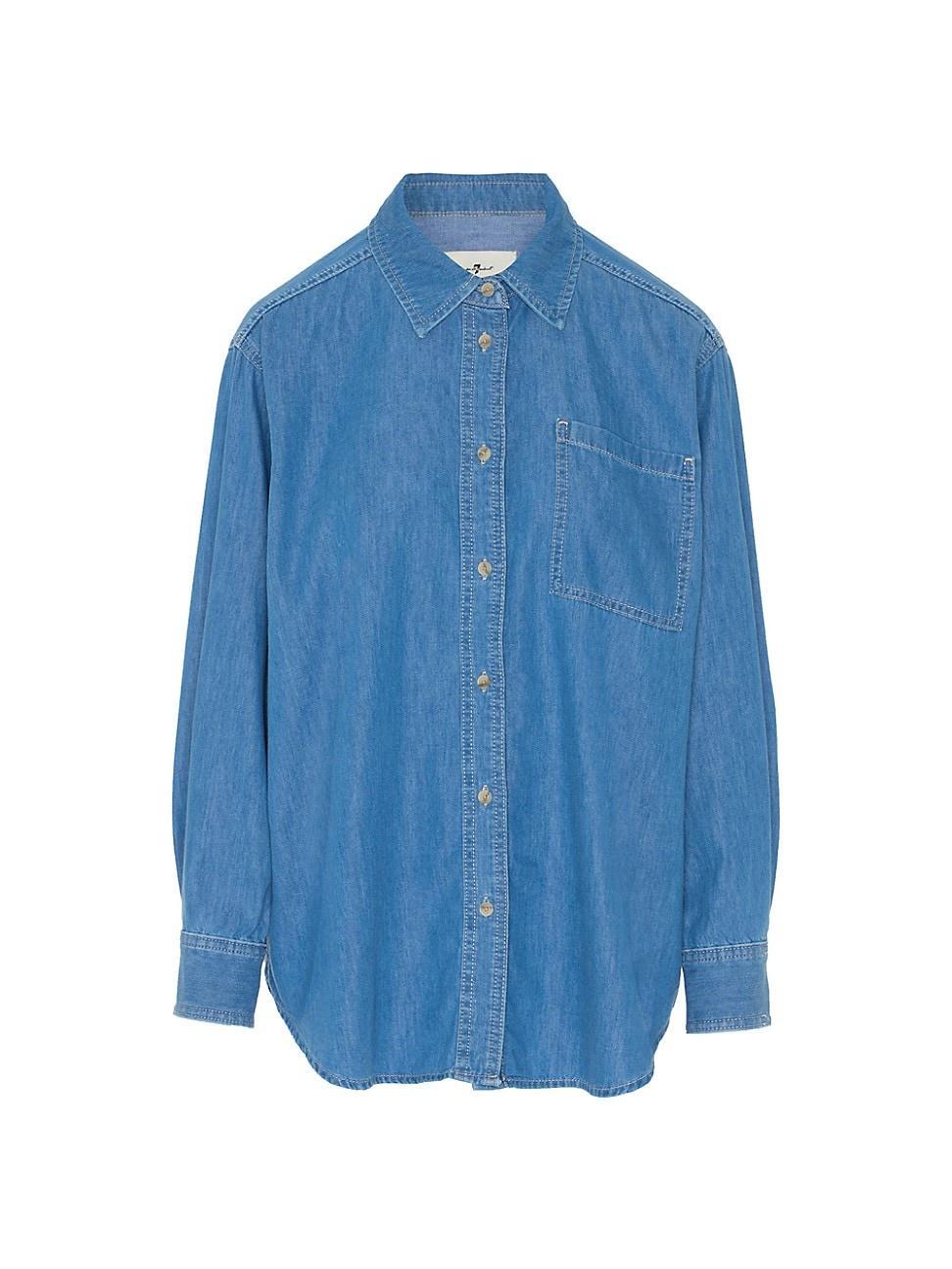 Womens Oversized Denim Button-Front Shirt Product Image