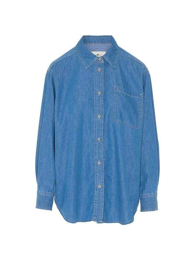 Womens Oversized Denim Button-Front Shirt Product Image