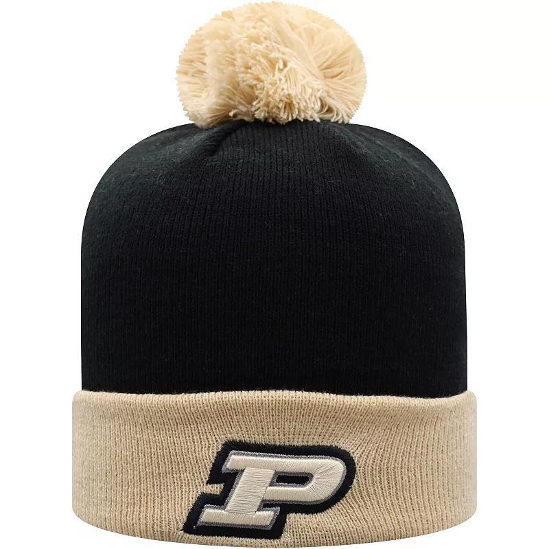 Mens Top of the World Black Purdue Boilermakers Core 2-Tone Cuffed Knit Hat with Pom - Black Product Image