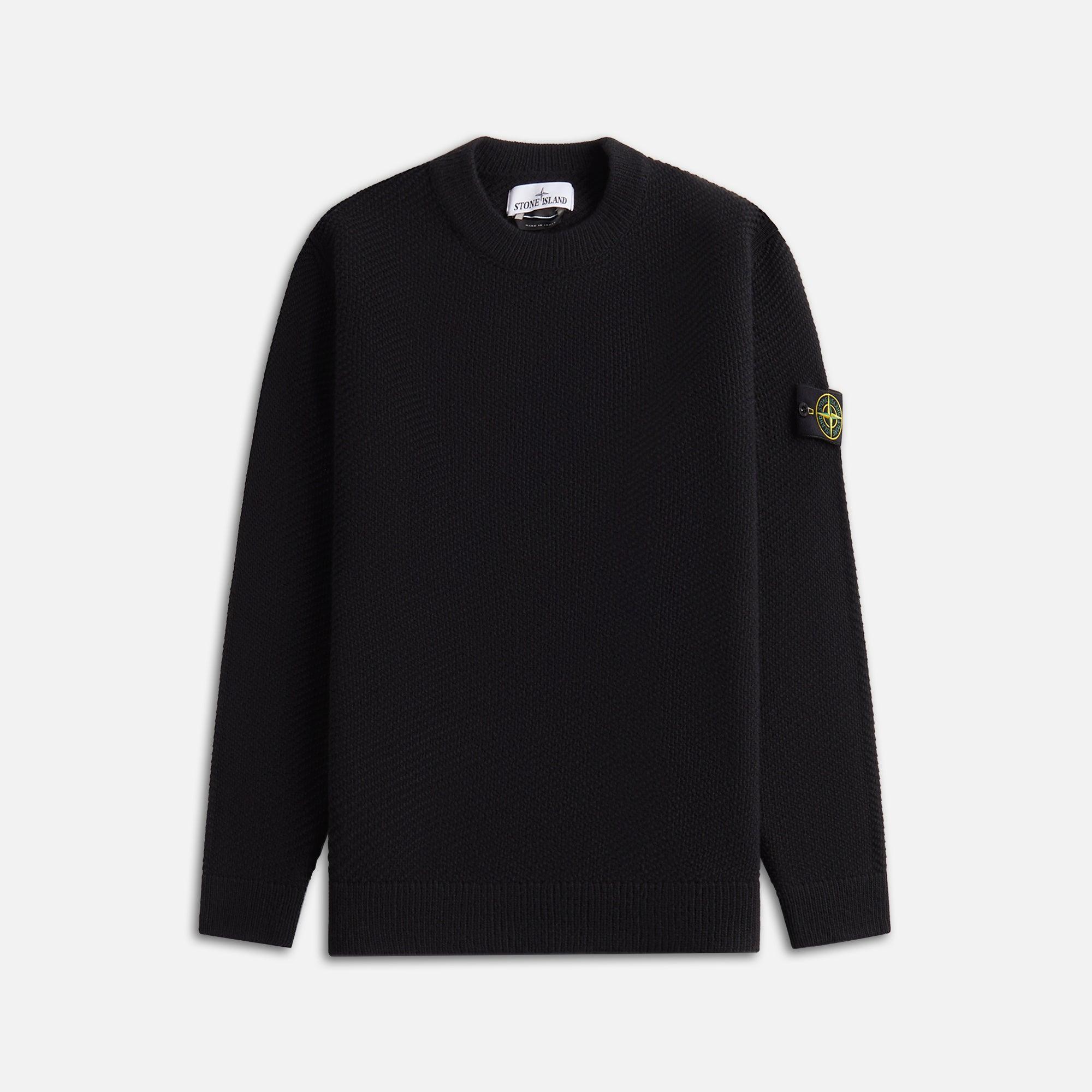 Stone Island Wool Crewneck Sweater - Black Male Product Image