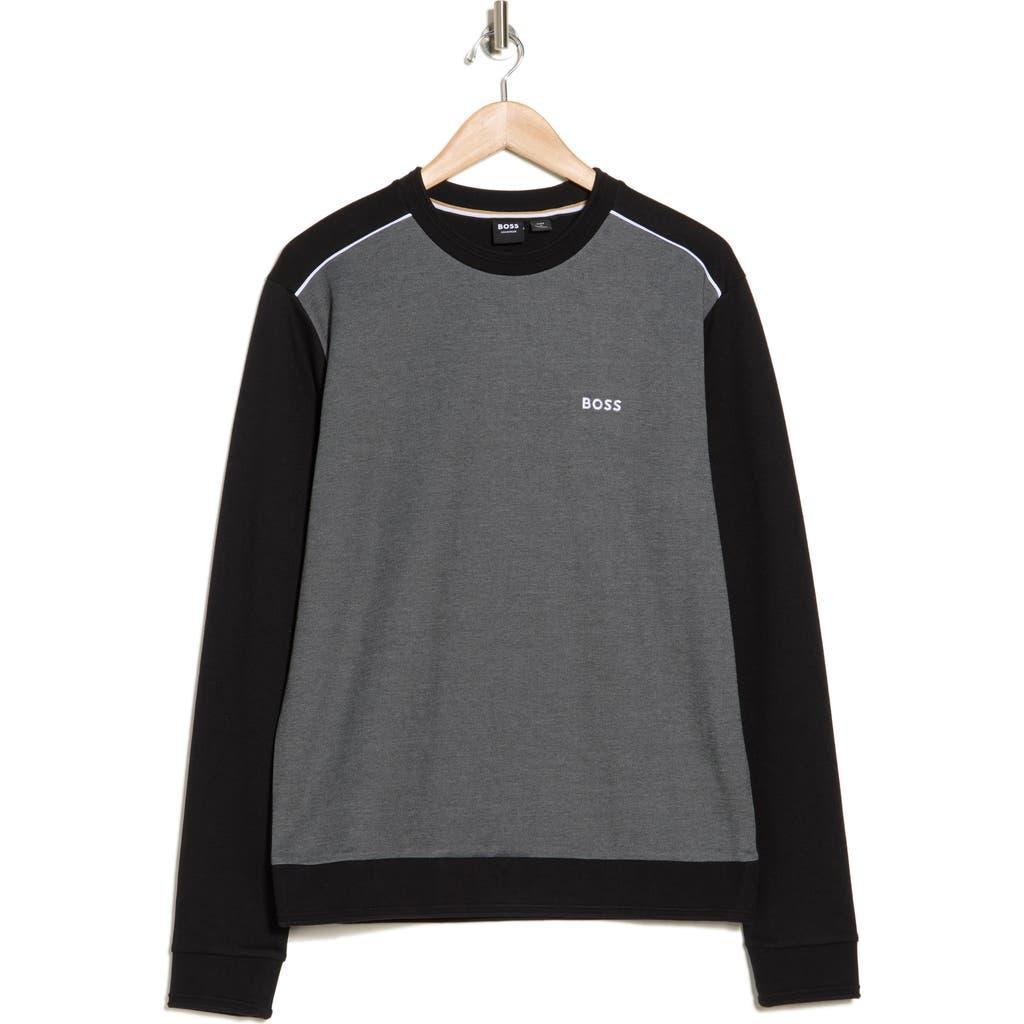 HUGO BOSS Black & Gray Embroidered Logo Sweatshirt In Black 001 Product Image